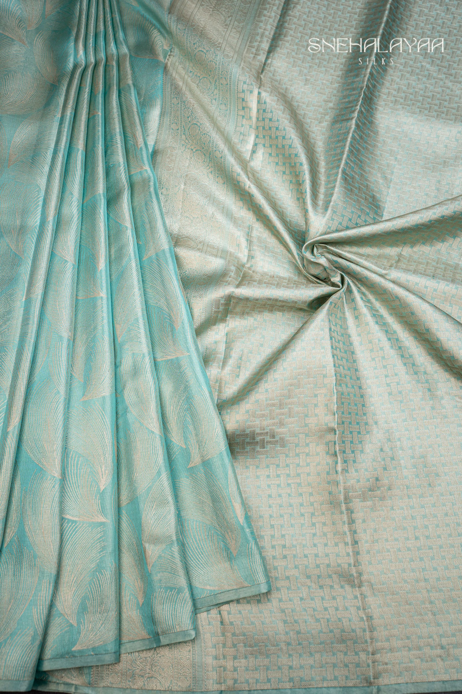 Teal Blue Kancheevaram Silk Saree