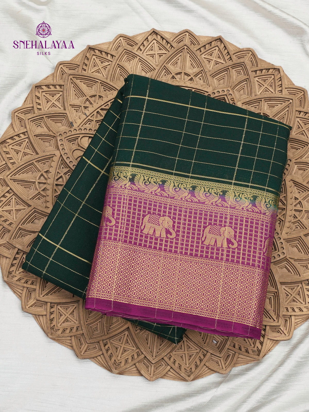 Bottle Green Mysore Silk Saree