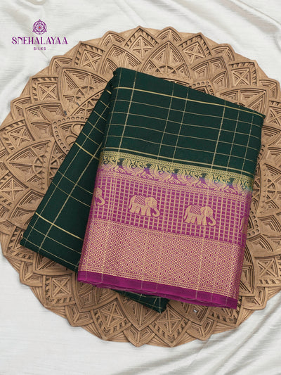 Bottle Green Mysore Silk Saree