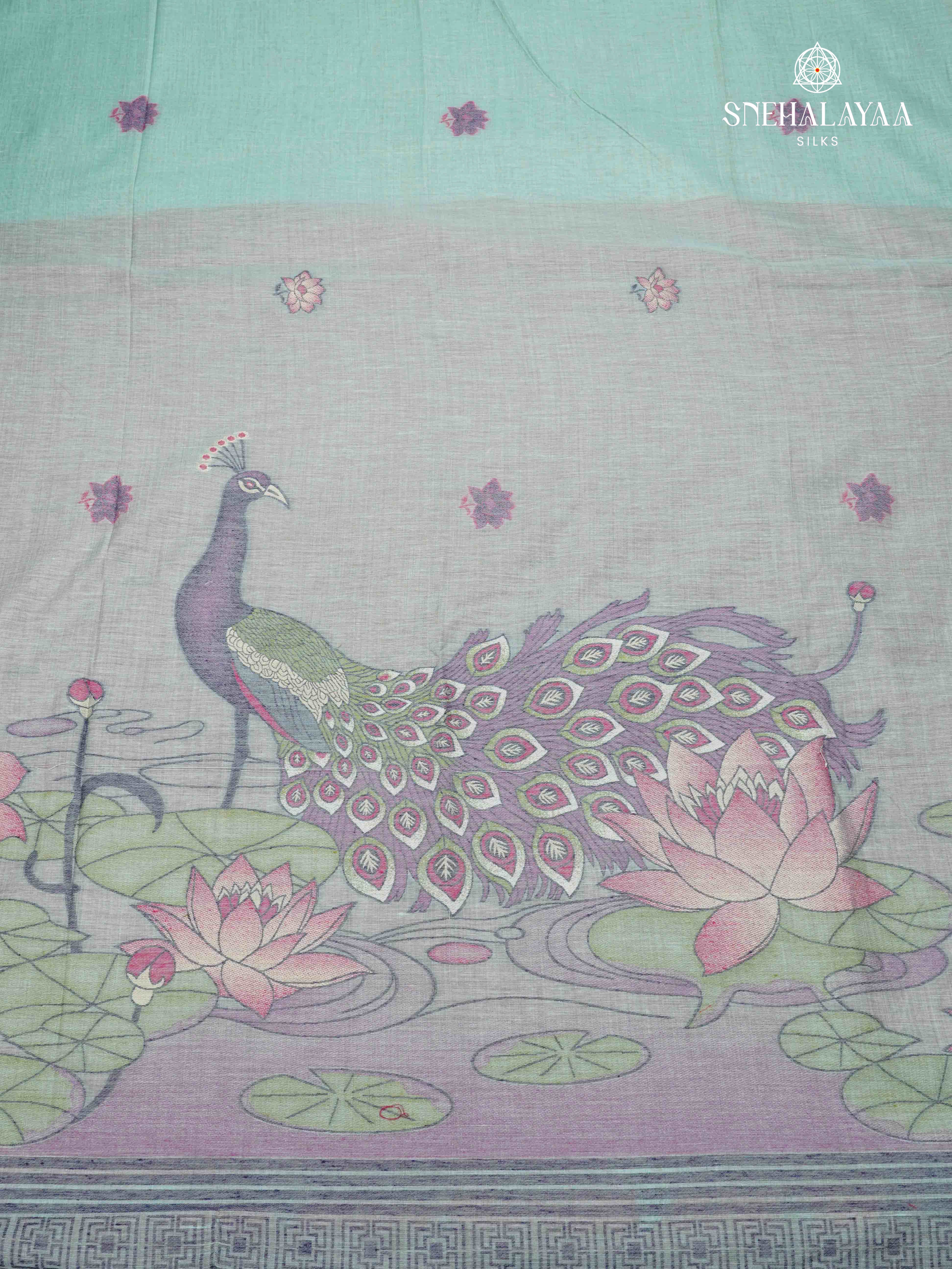 Ocean Blue Munga Cotton Saree