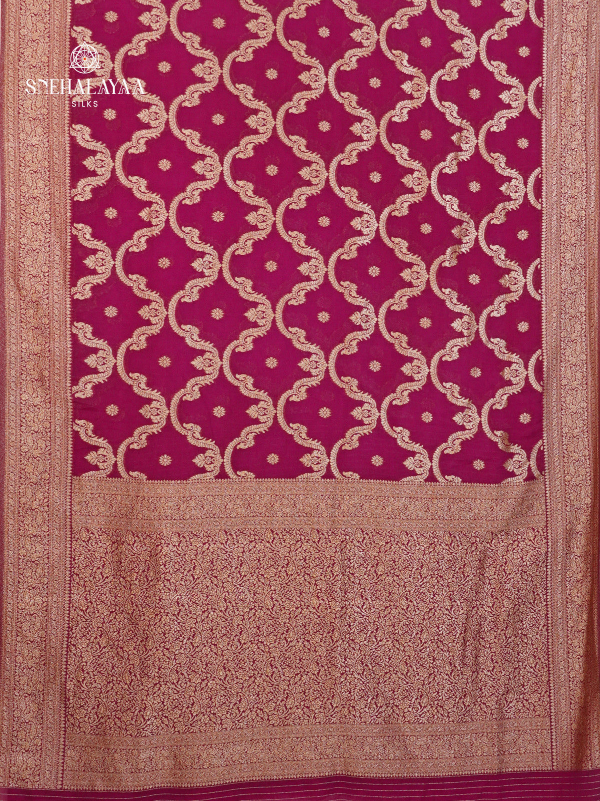 Magenta Banaras Crepe Silk Saree