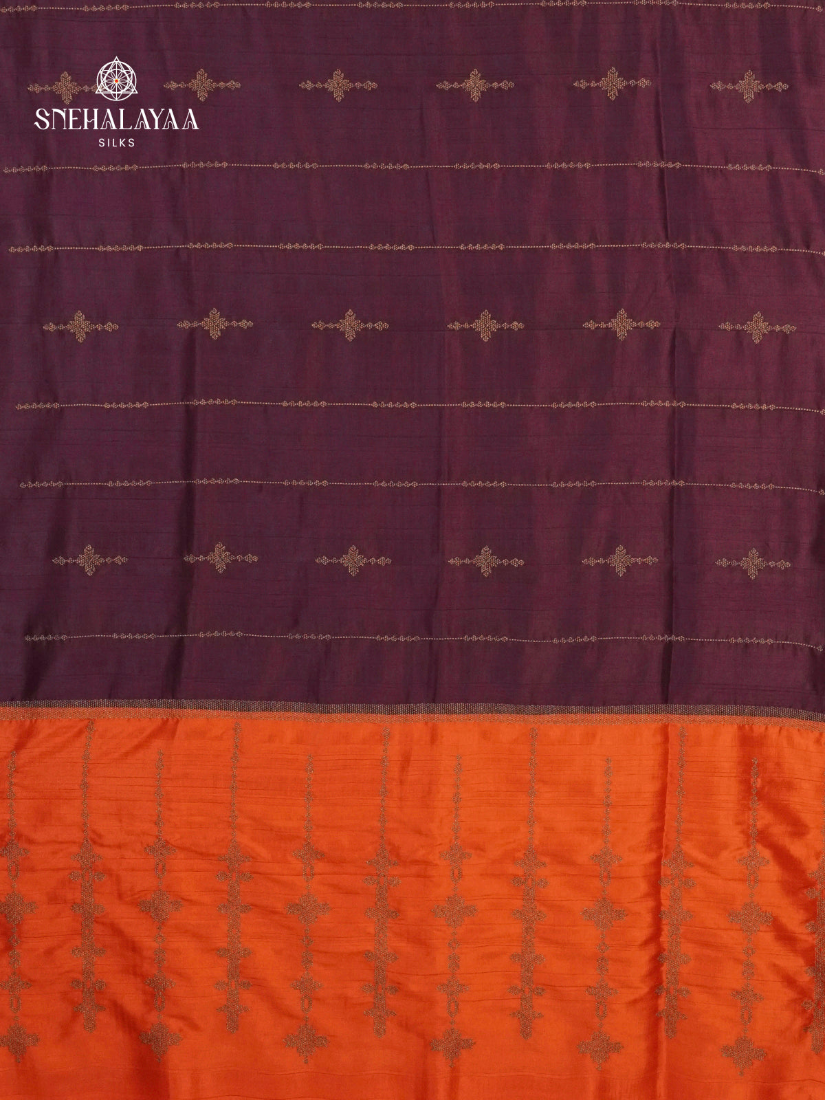 Aubergine Soft Tussar Embroidery Saree