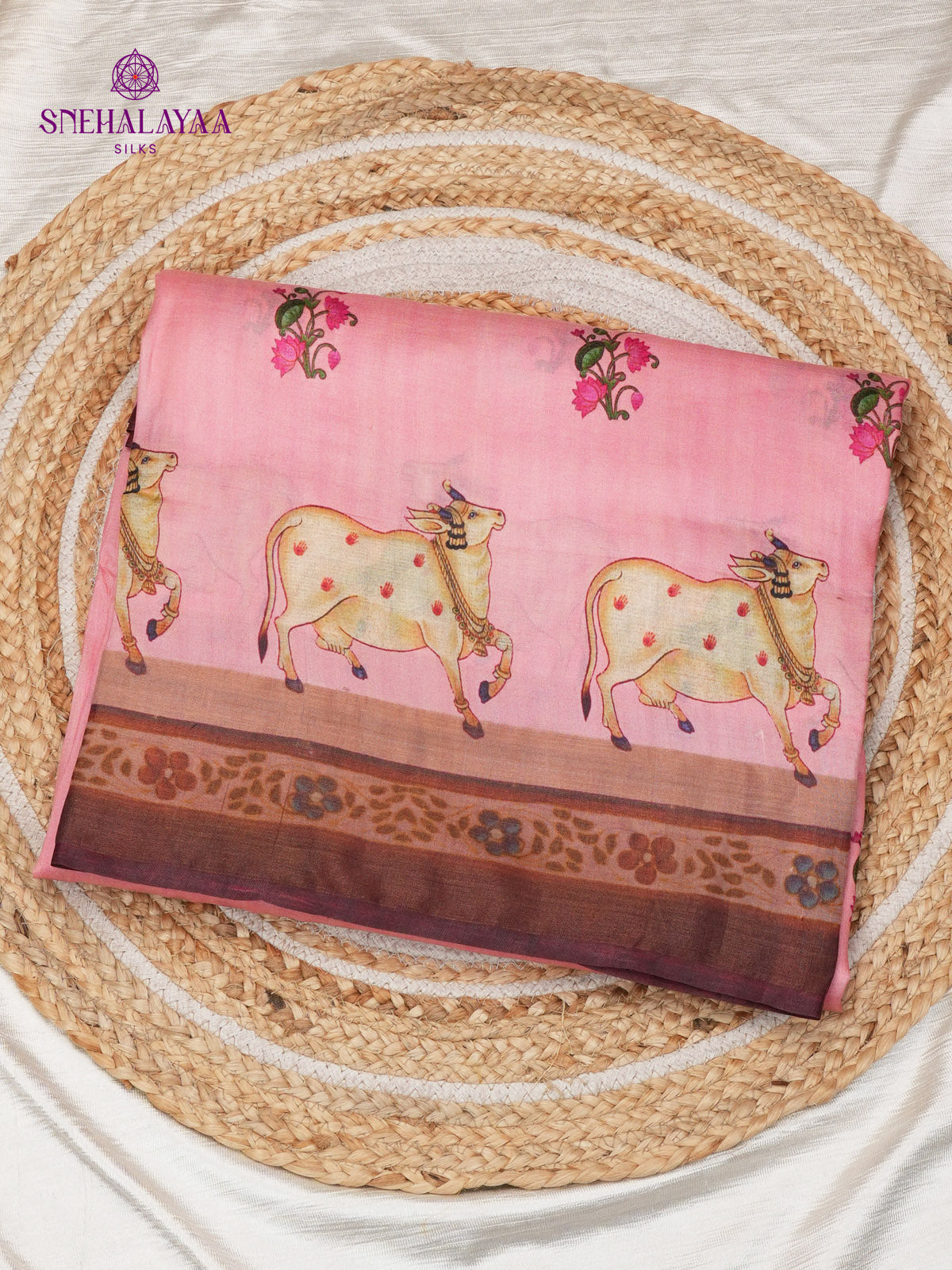 Pink Tussar Silk Saree