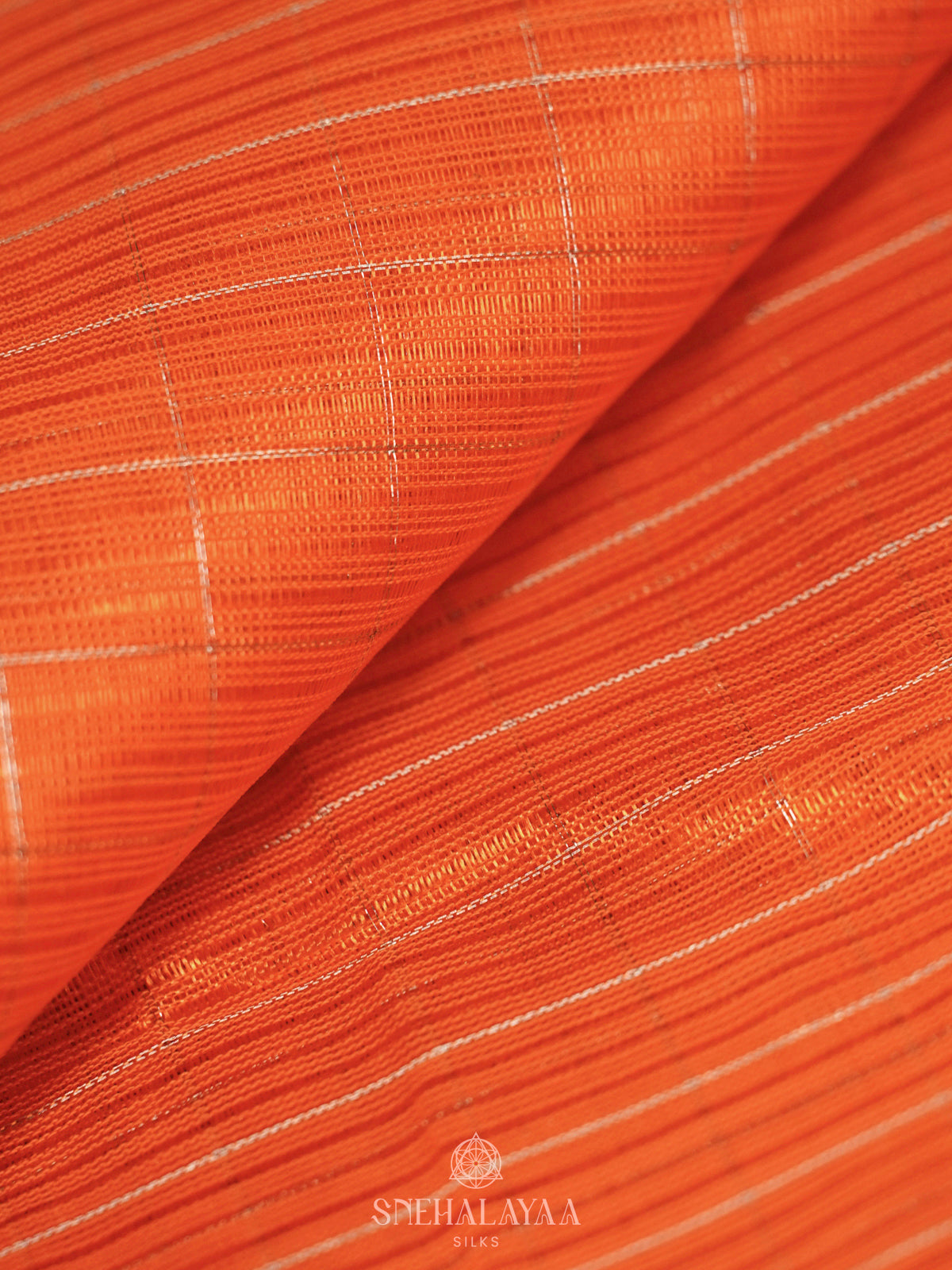 Rust Orange Mangalagiri Silk Cotton Saree