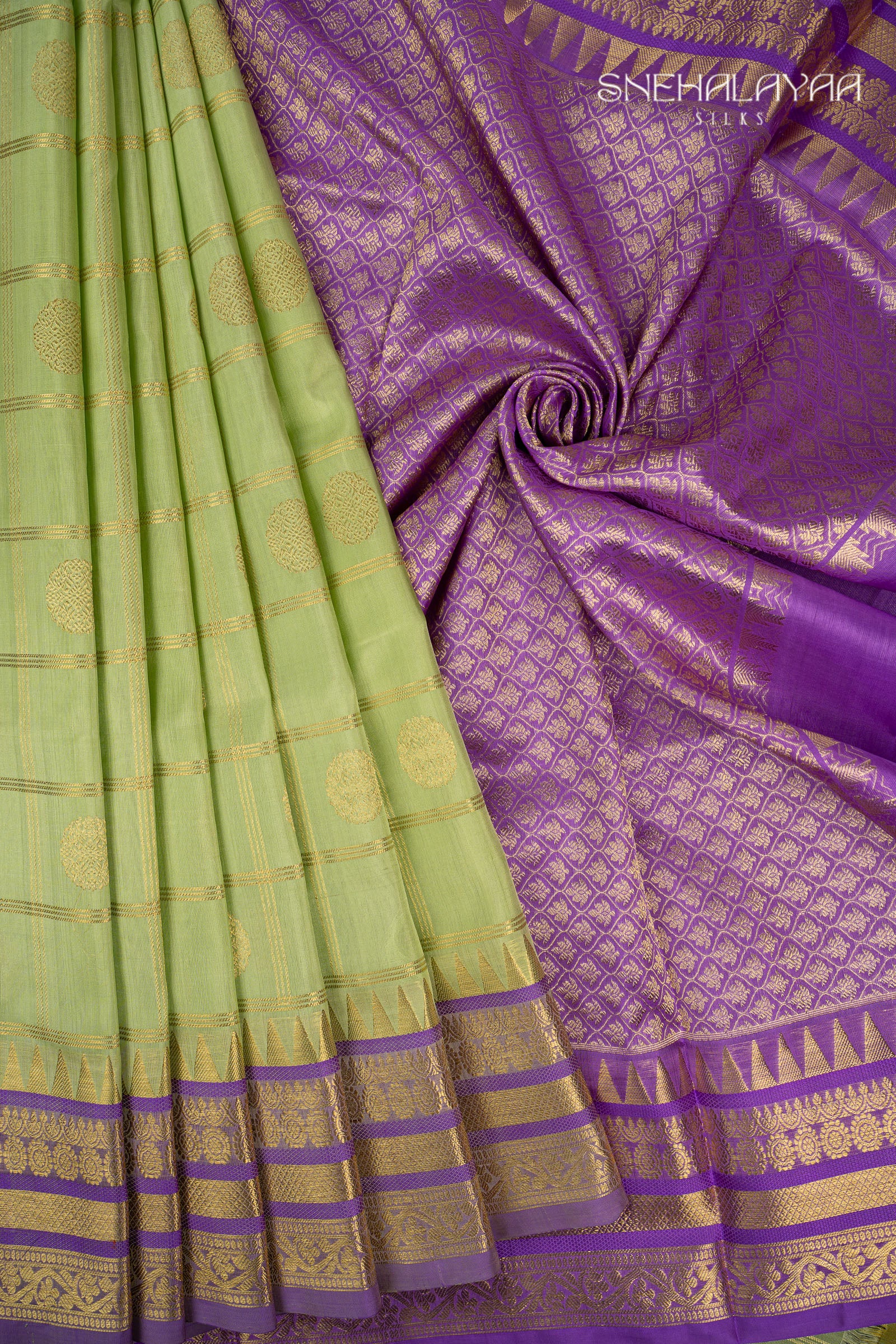 Lime Green Venkatagiri Silk Saree