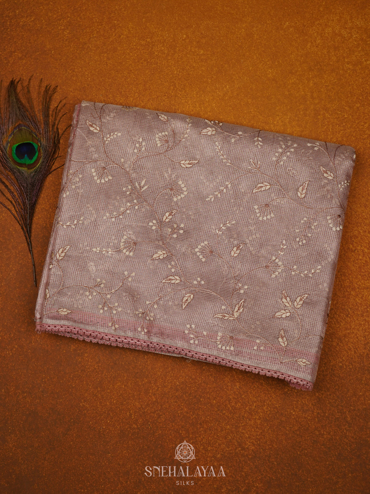 Pink Kota Tissue Embroidery Saree