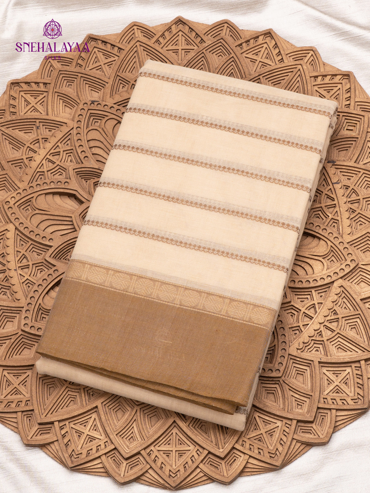 Cream Pure Kanchi Cotton Saree