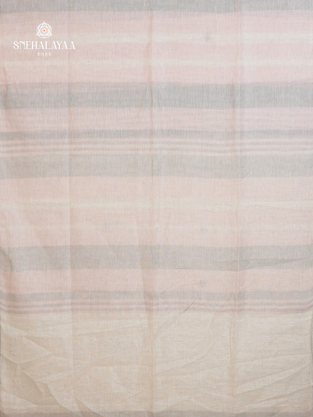 Off-White Saree with Subtle Pastel Stripes