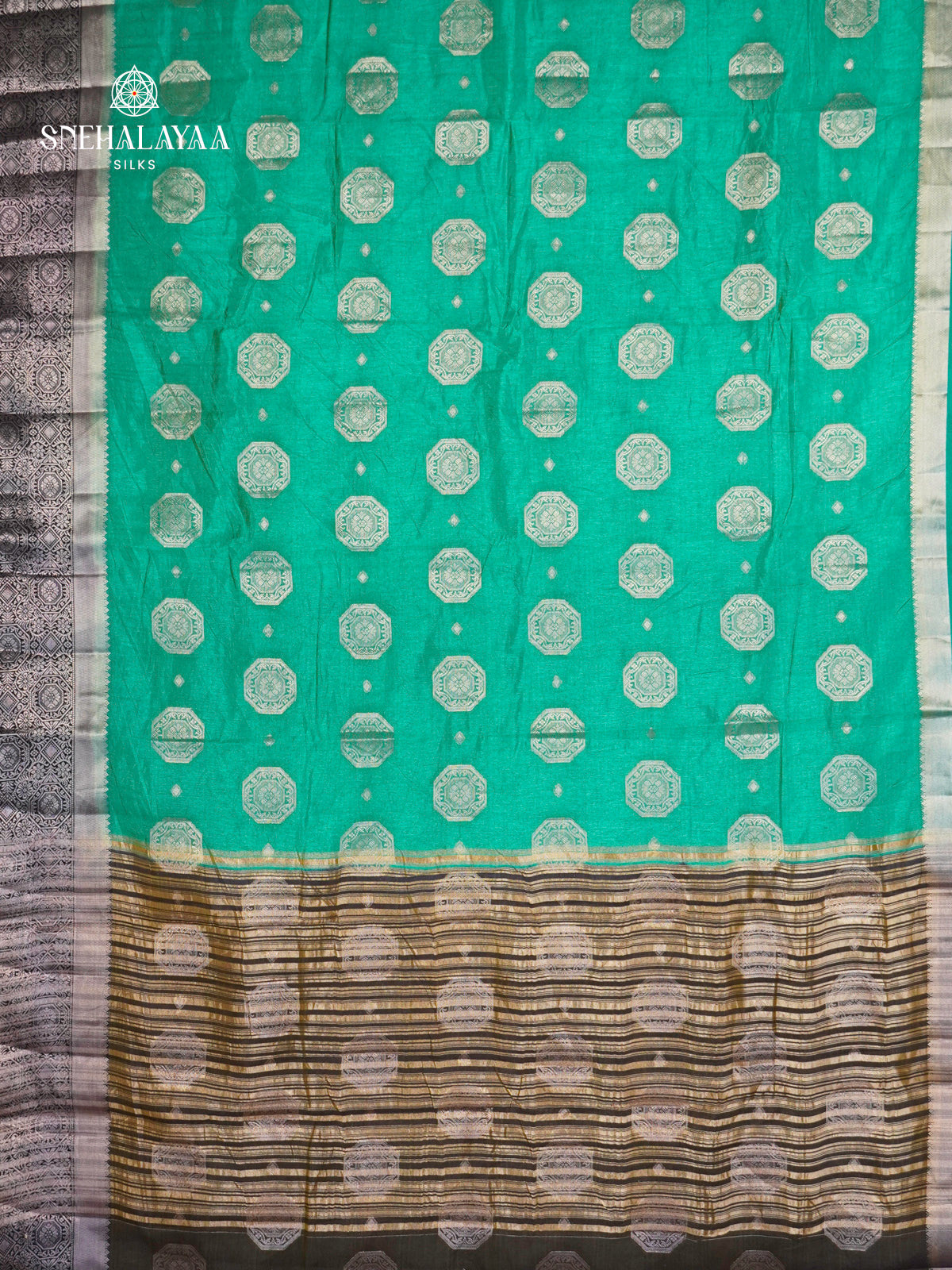 Teal Blue Raw Silk Saree