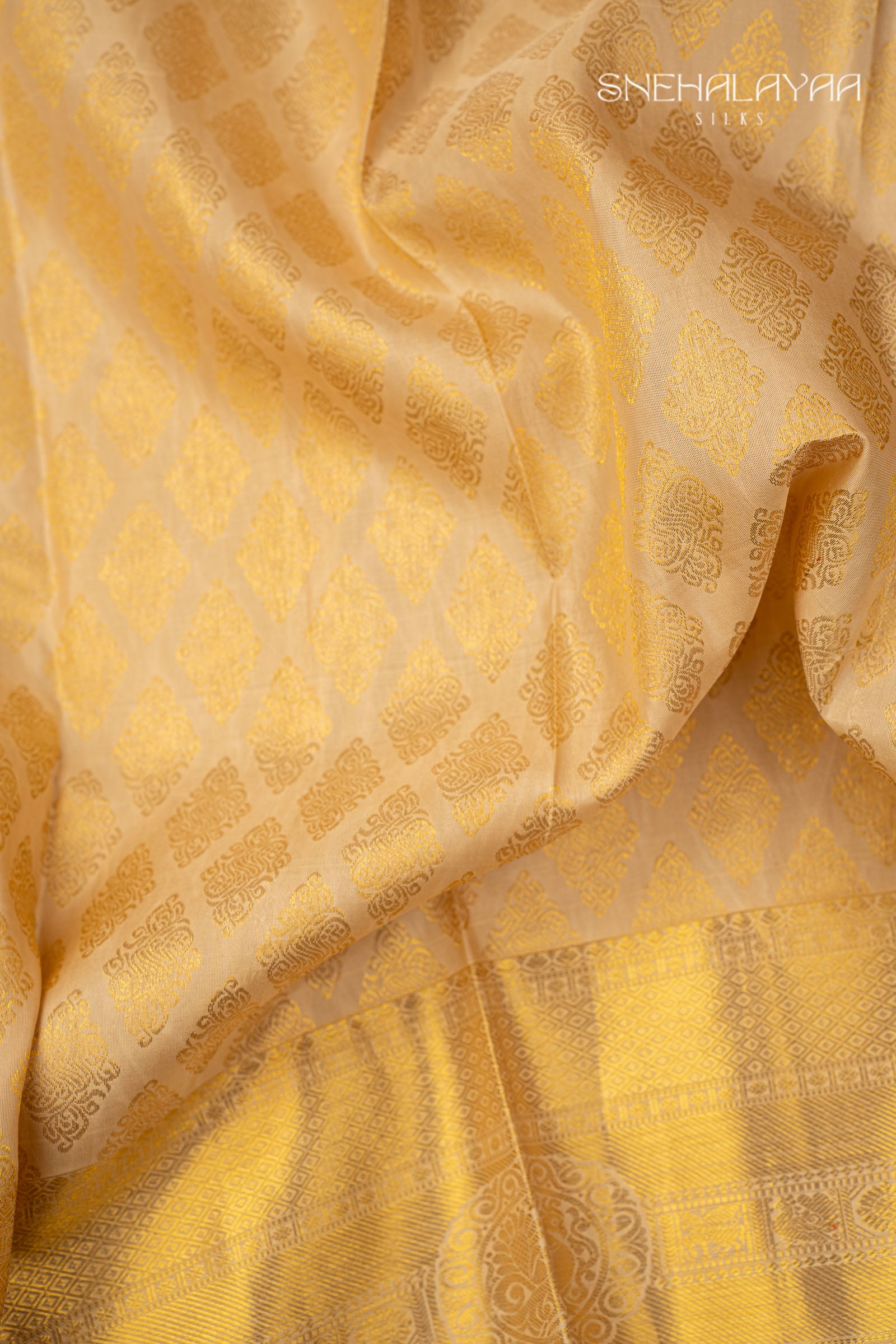 Cream Kancheevaram Silk Saree