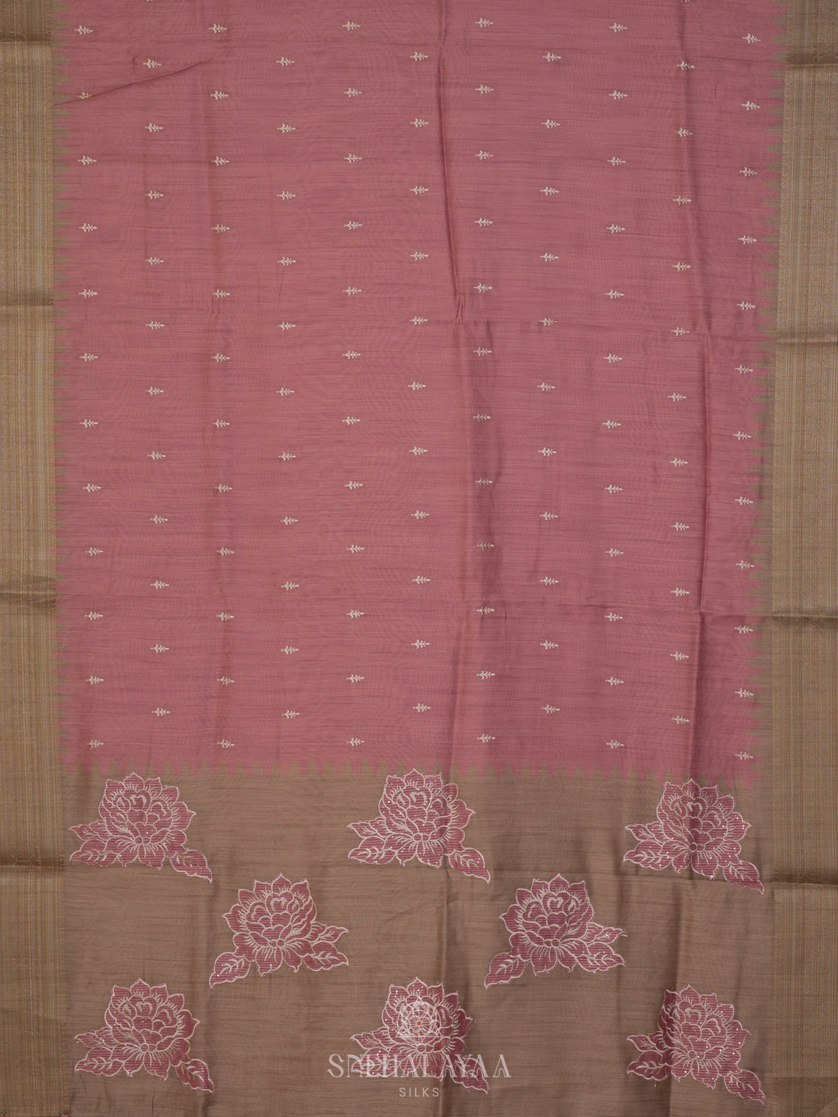Pale Pink Munga Tussar Saree