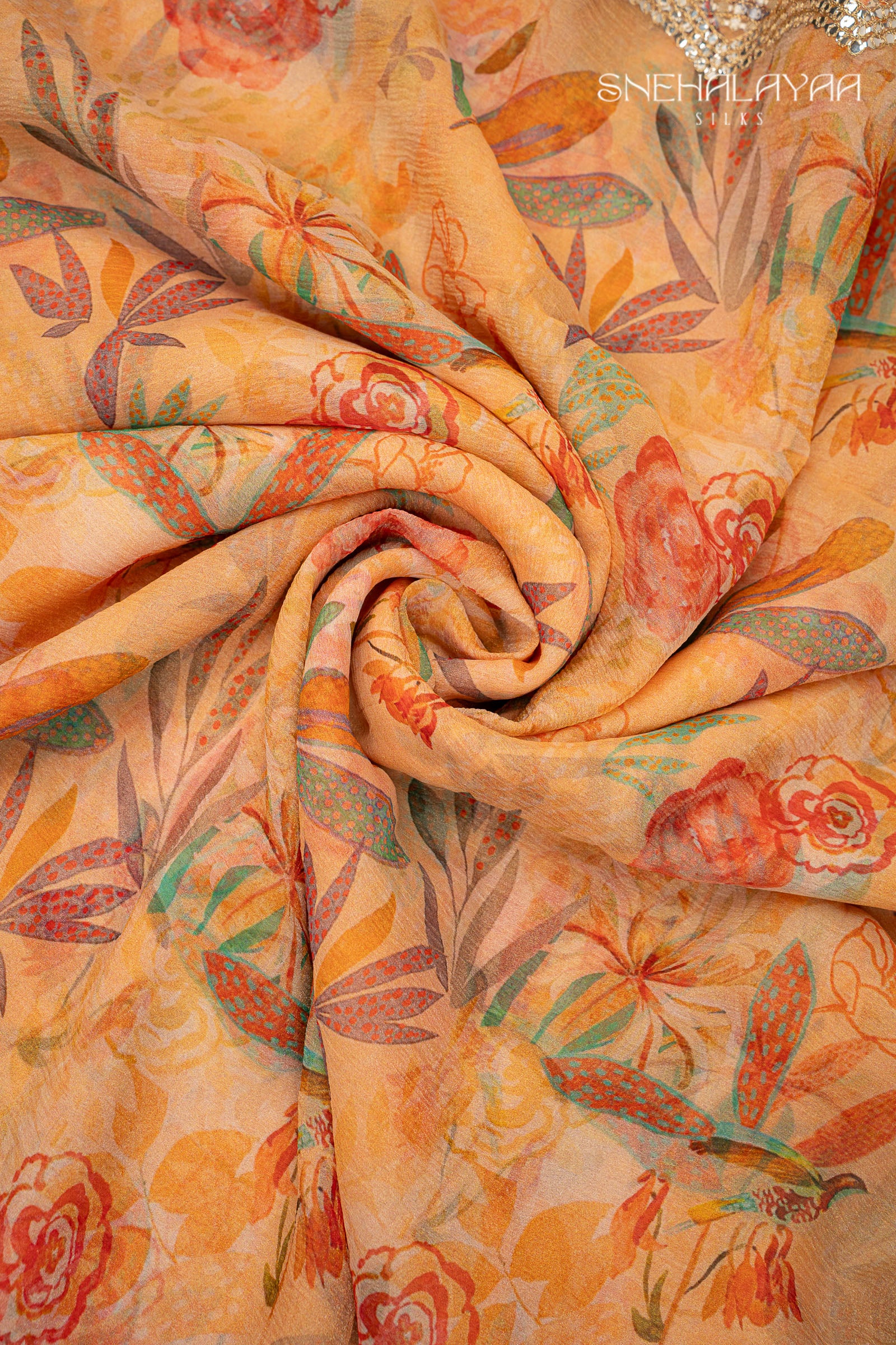 Cantaloupe Orange Crush Saree