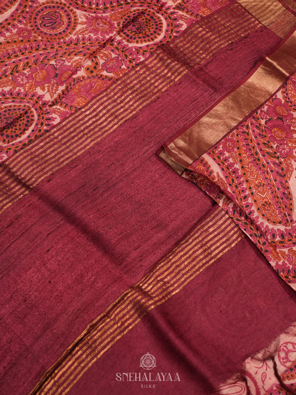 Maroon Chanderi Saree