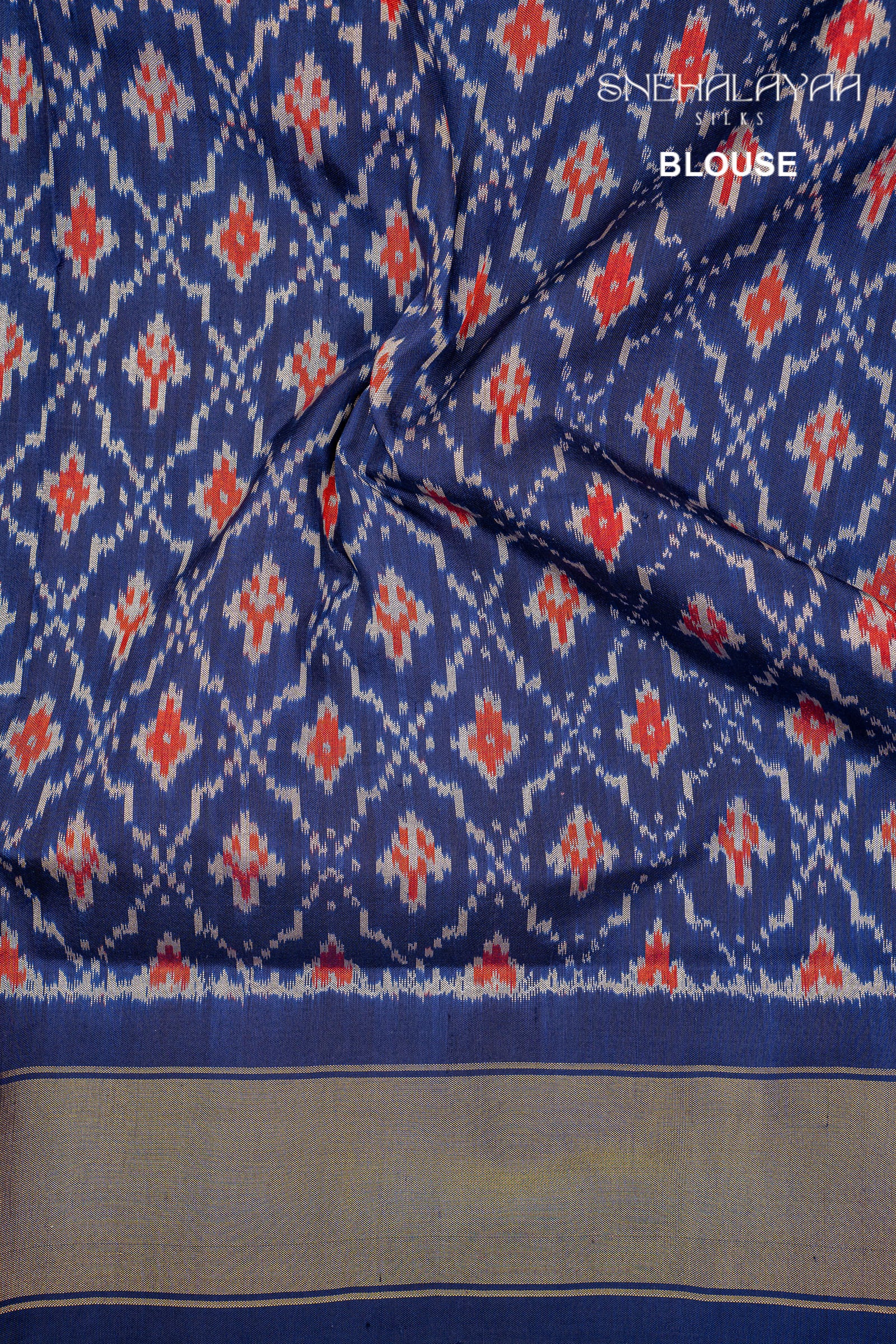 Indigo Blue Ikat Silk Saree