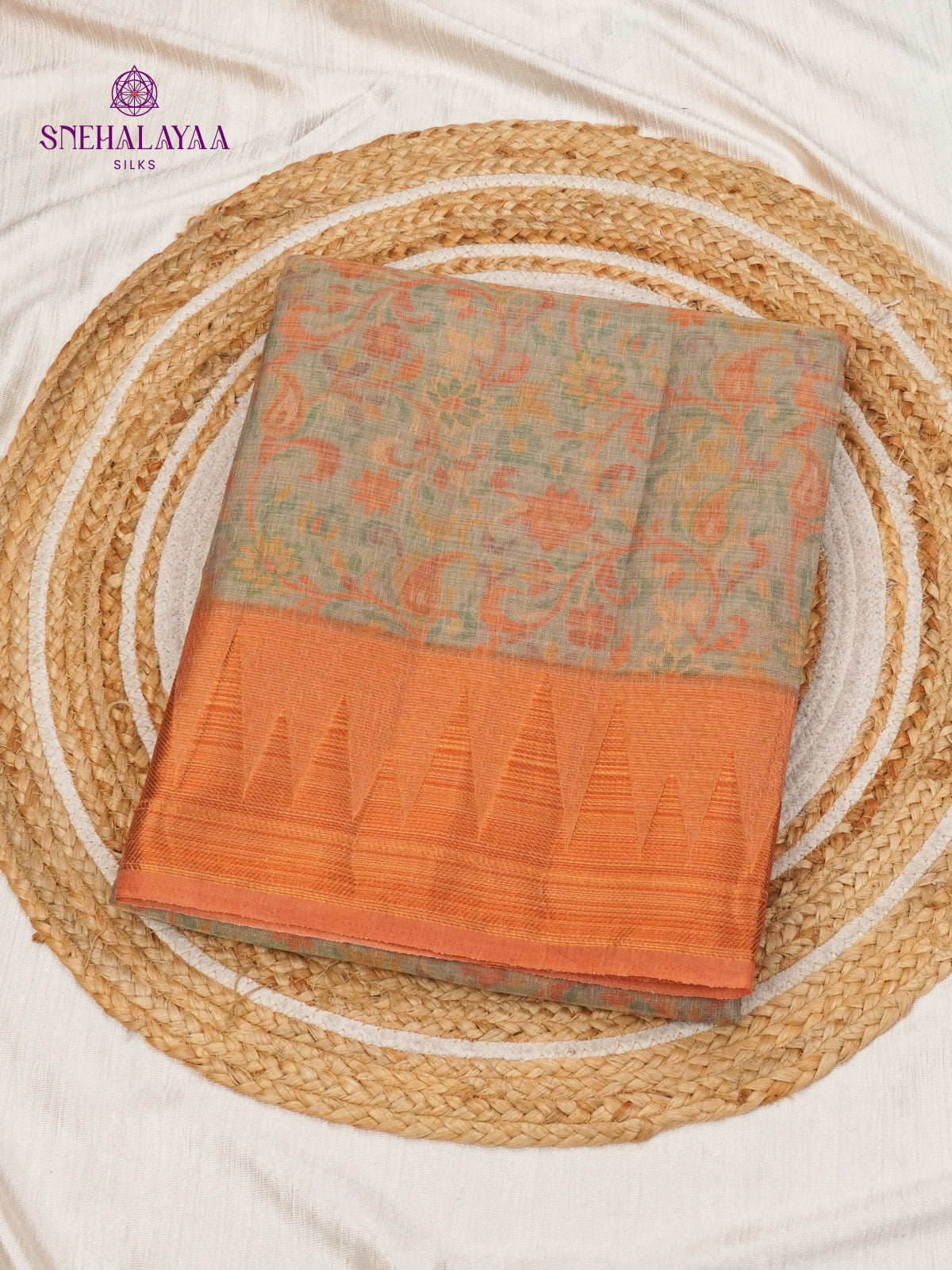 Grey Linen Tissue Saree