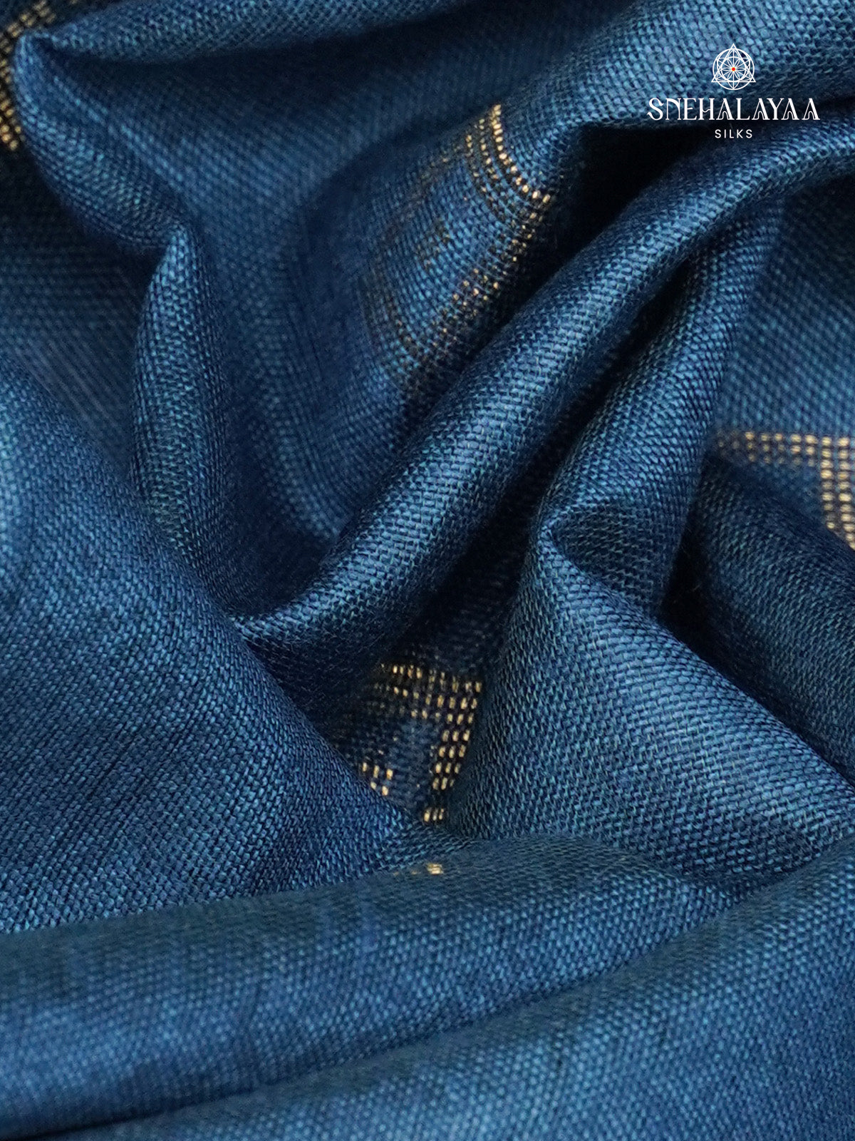 Peacock Blue Bamboo Silk Saree