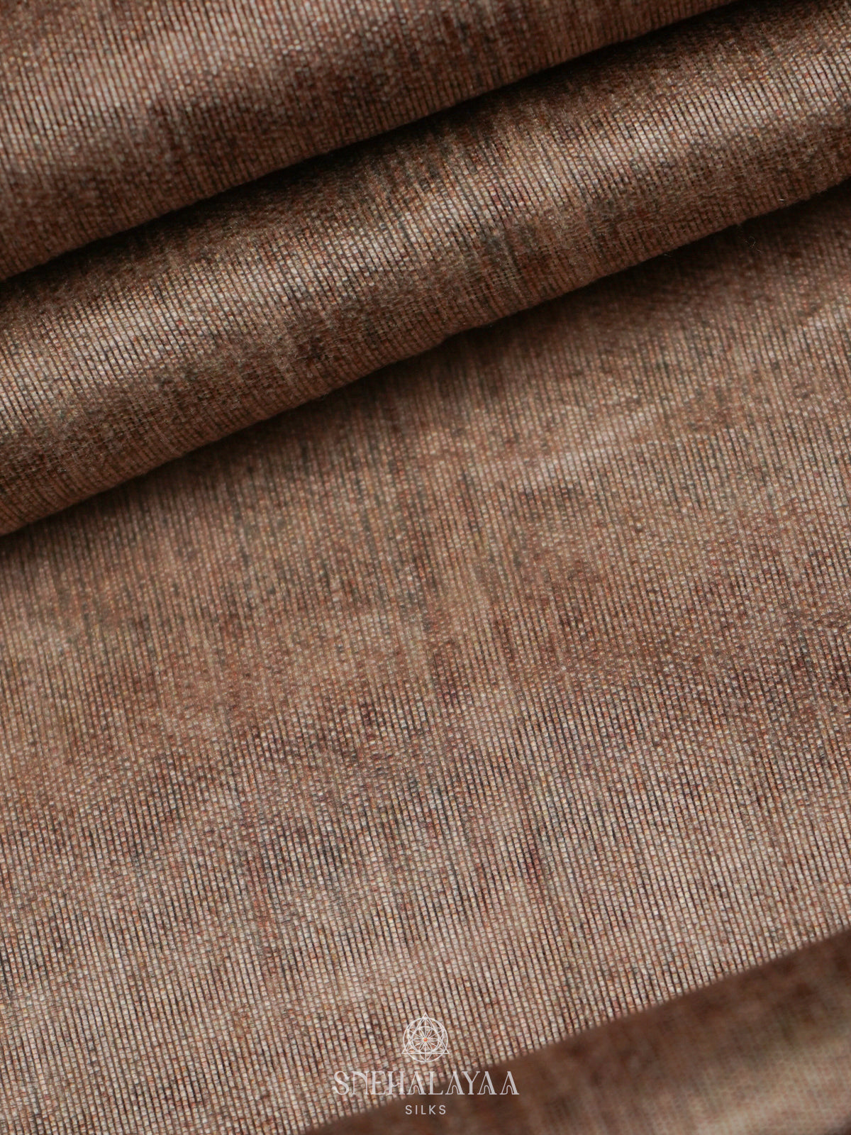 Brown Tussar Embroidery Saree