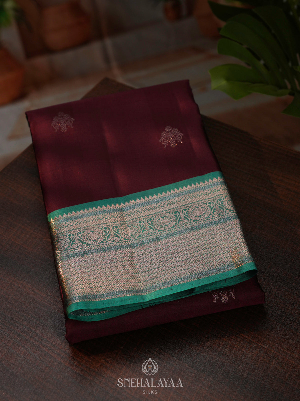 Burgundy Kanjivaram Silk Saree