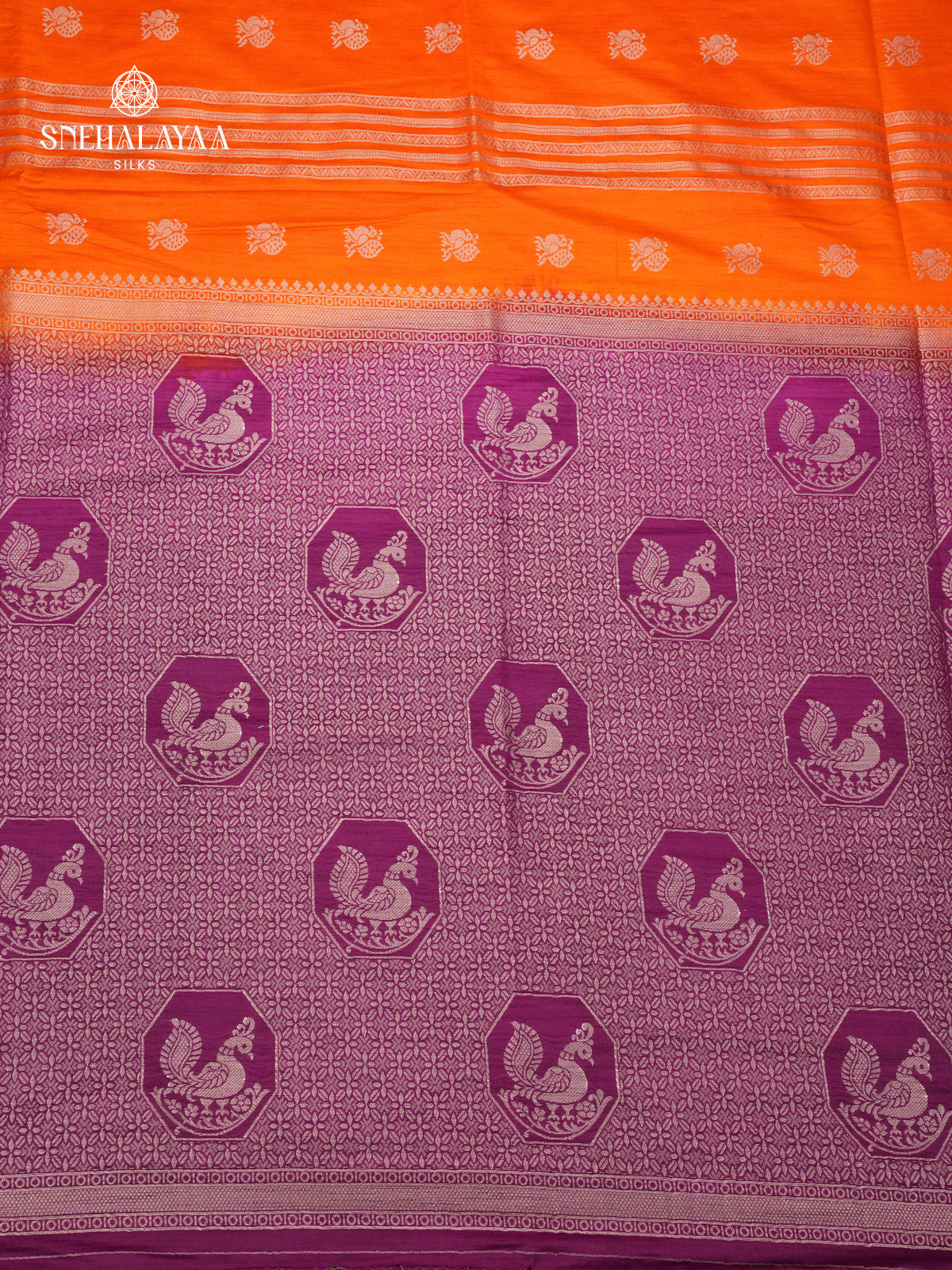 Rust Orange Banaras Dola Silk Saree