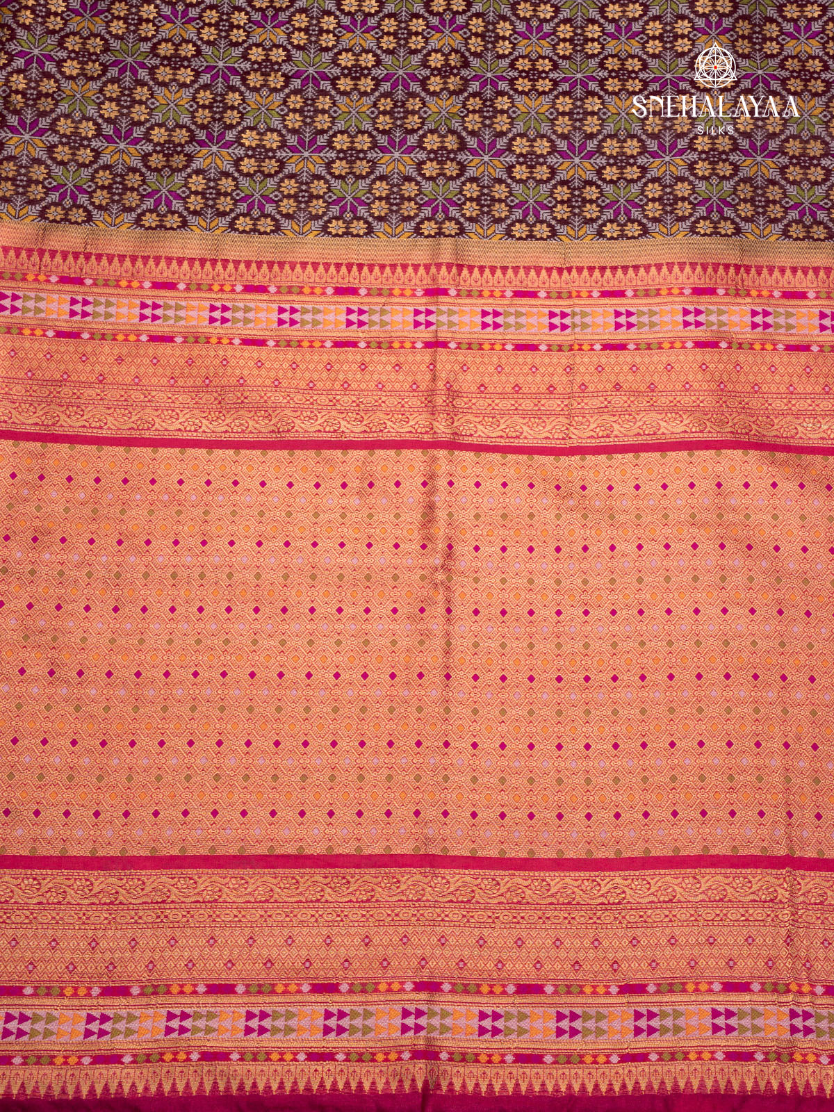 Brown Ikat Silk Saree