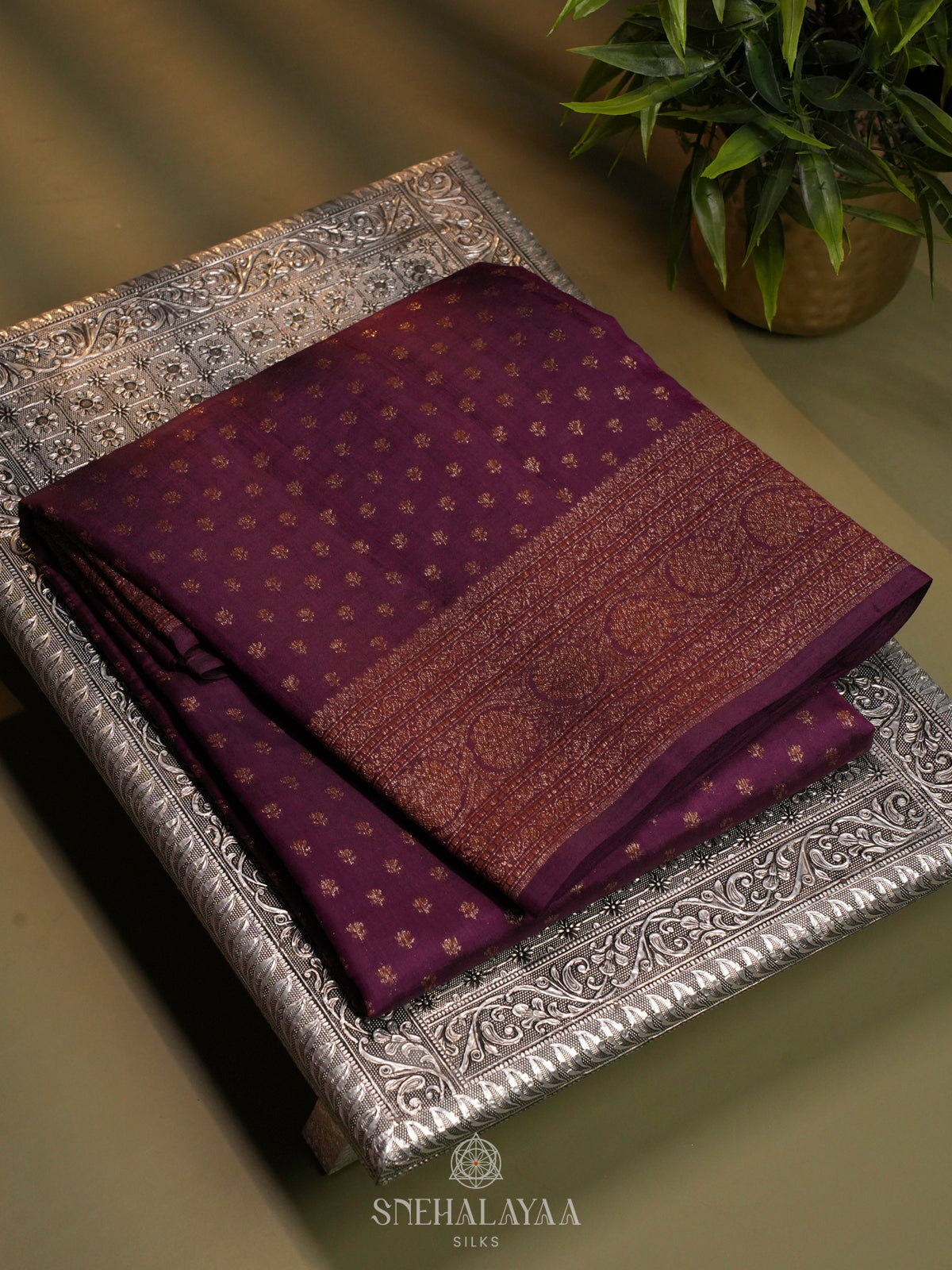 Purple Banaras Raw Silk Saree