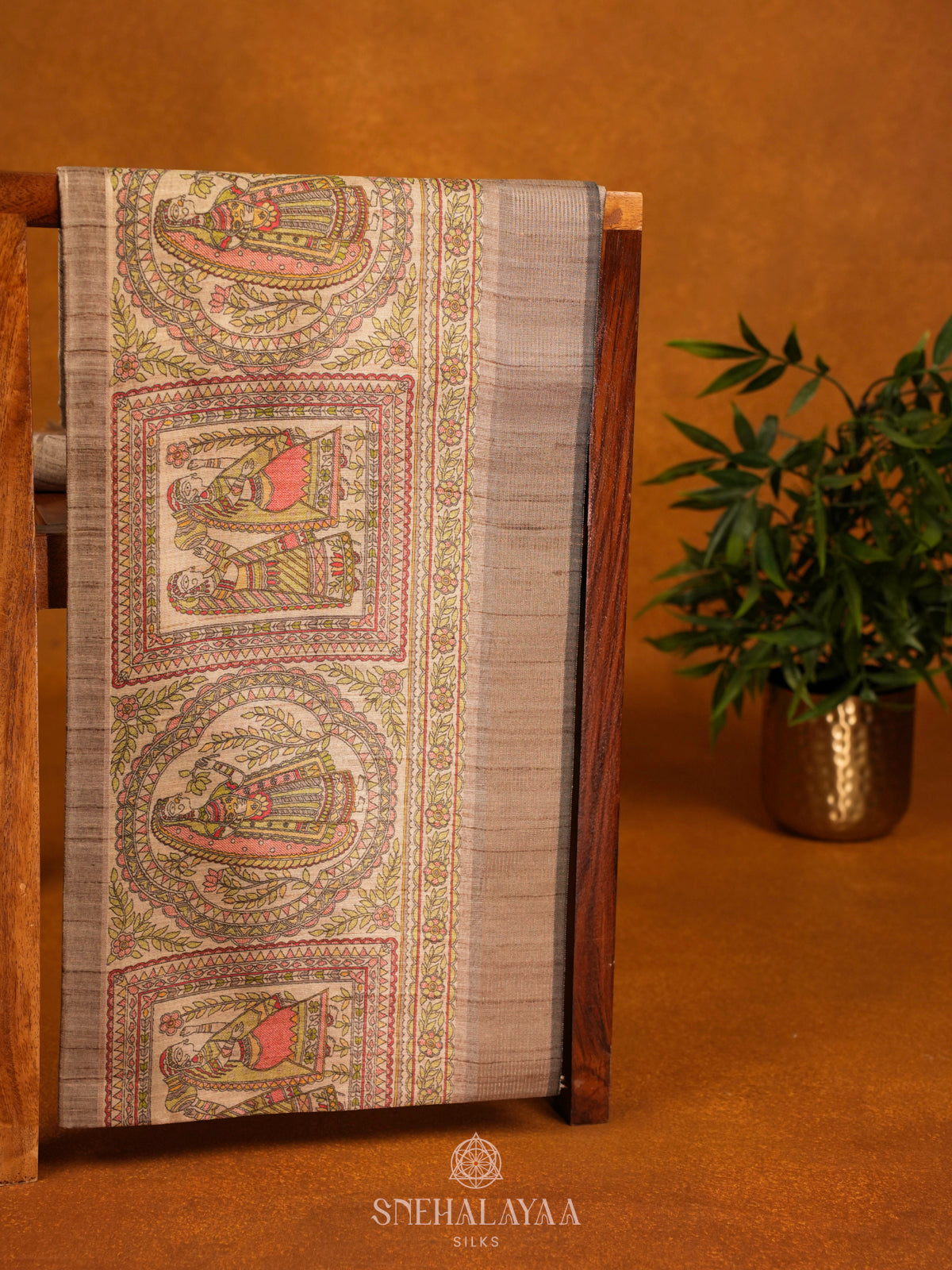 Beige Tussar Saree