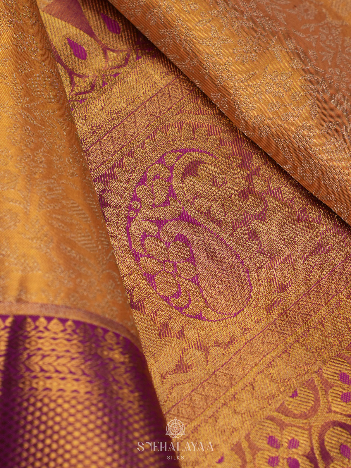 Golden Kanjivaram Silk Saree