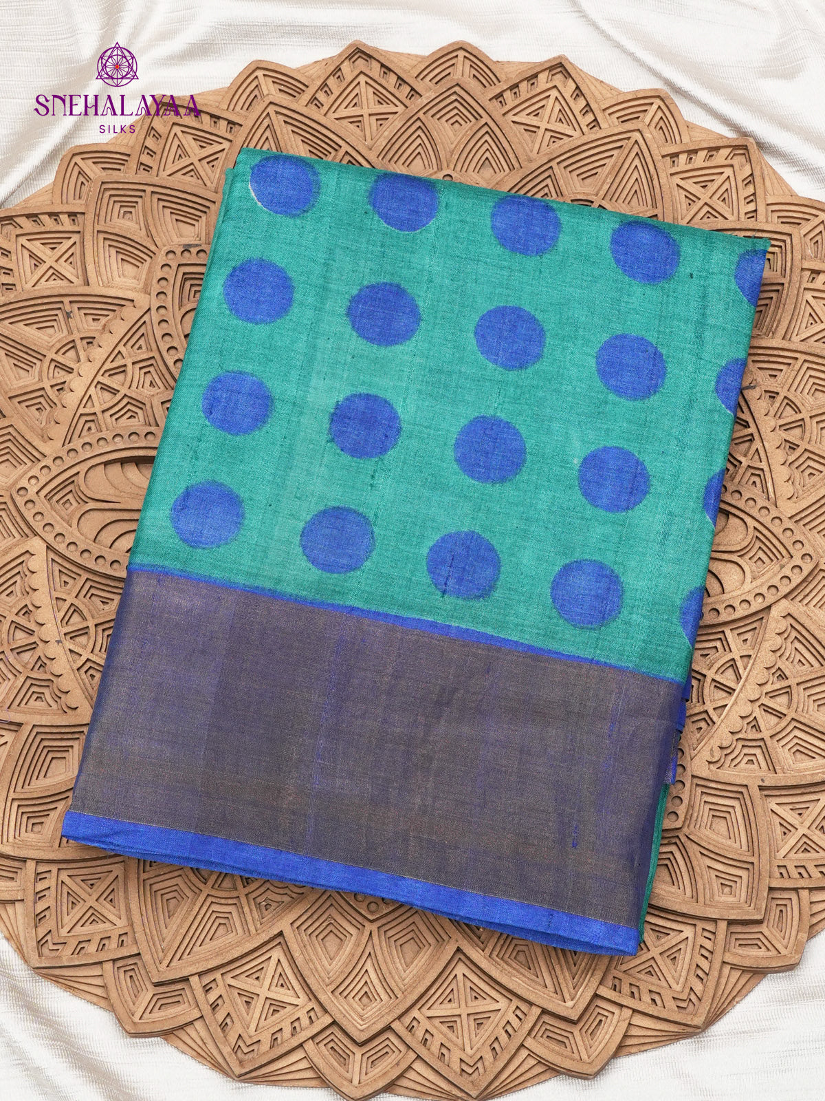 Blue Tussar Silk Saree