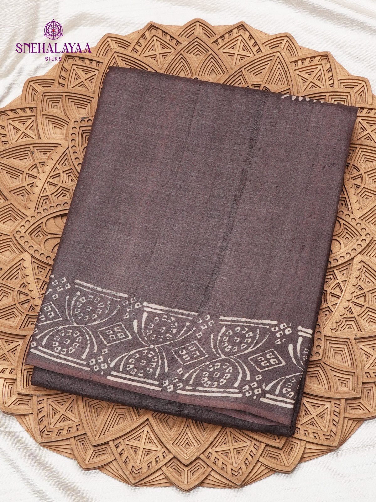 Brown Tussar Silk Saree