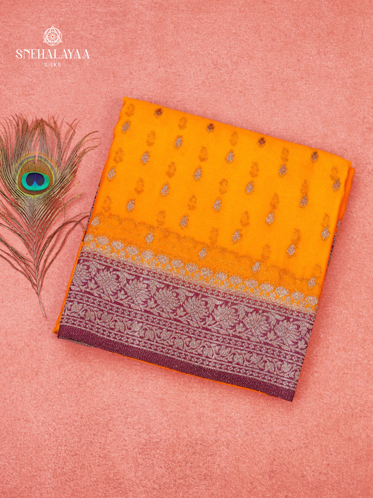 Mango Yellow Banaras Crepe Silk Saree