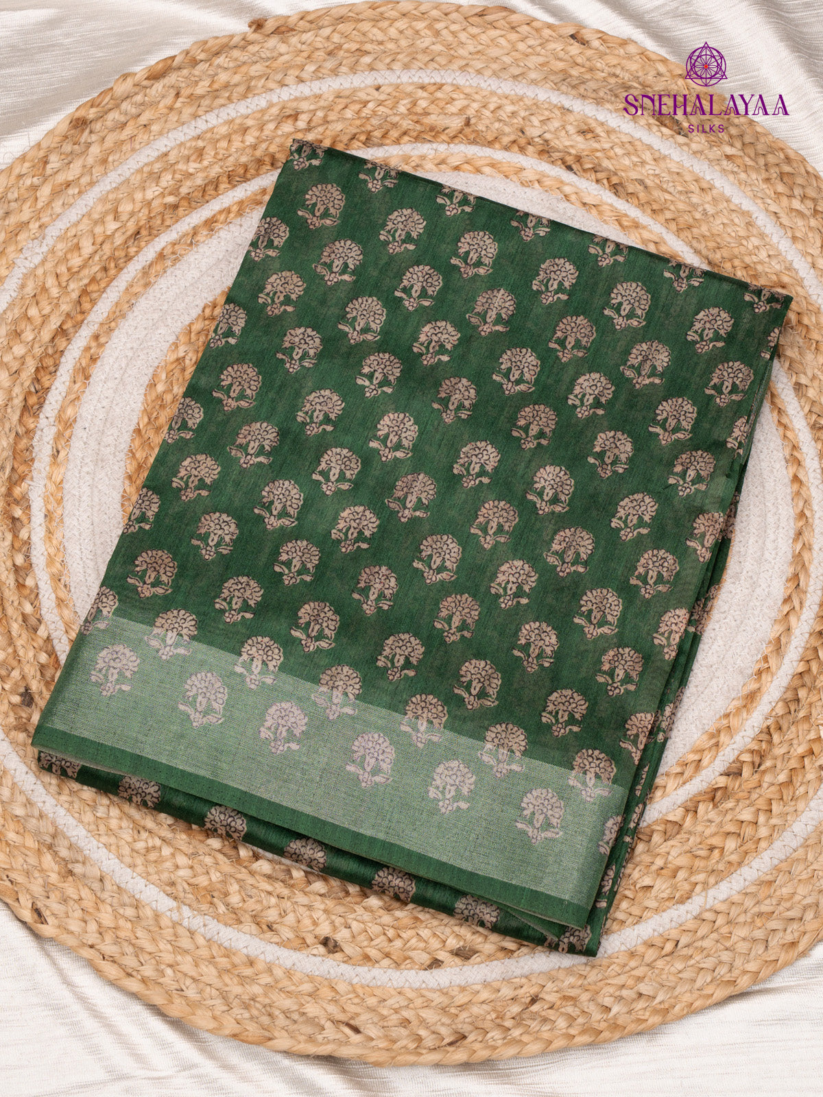 Bottle Green Munga Tussar Saree