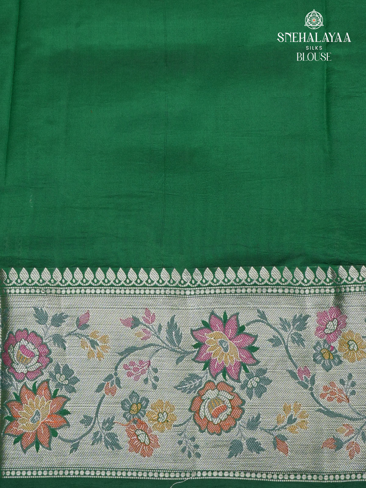 Emerald Green Banaras Dupion Silk Saree