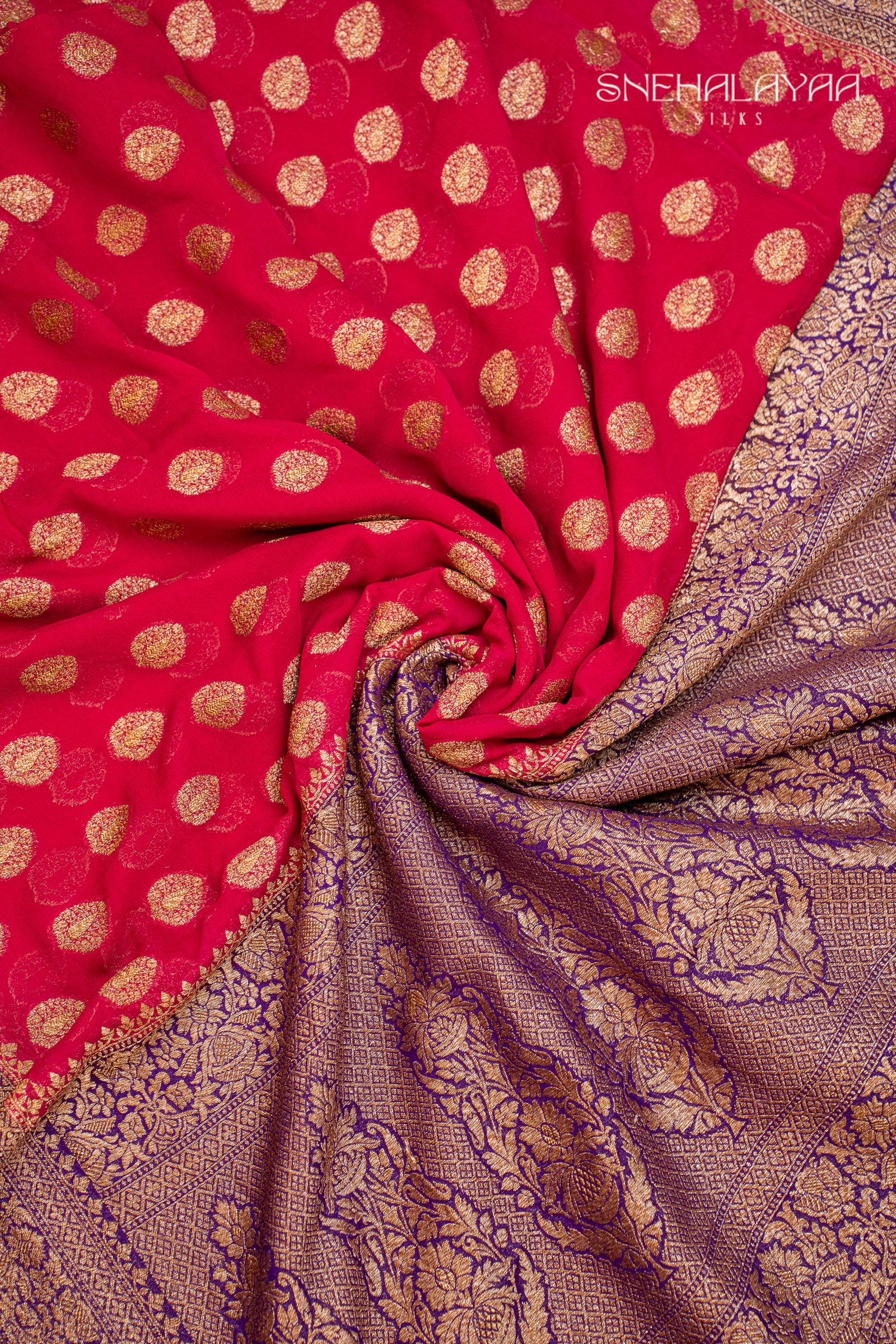 Magenta Pink Banaras Georgette Saree