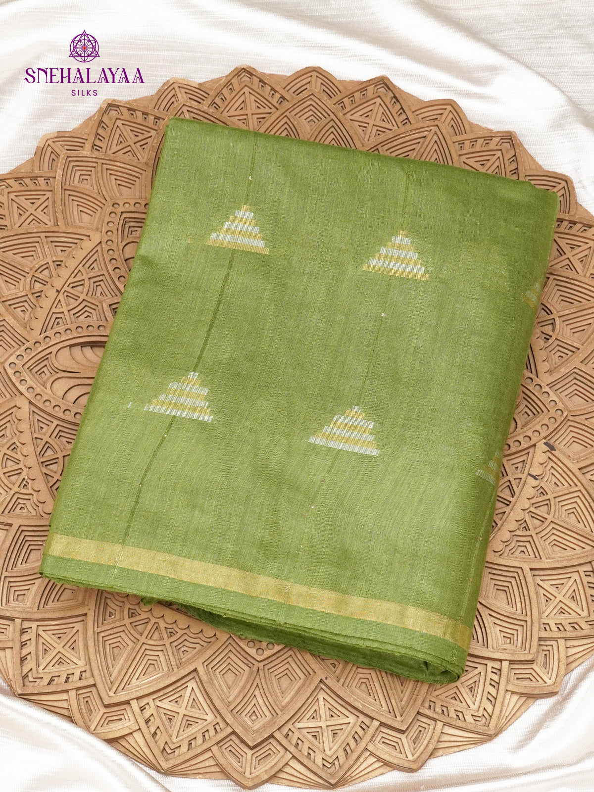 Olive Green Bamboo Silk Saree