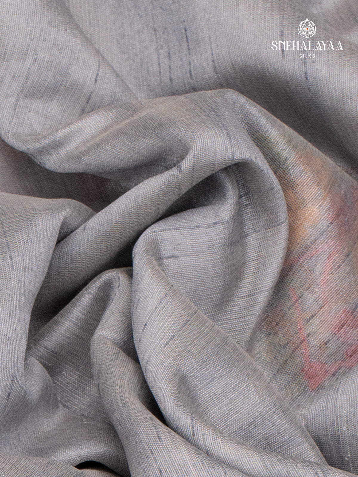 Grey Raw Silk Embroidery Saree