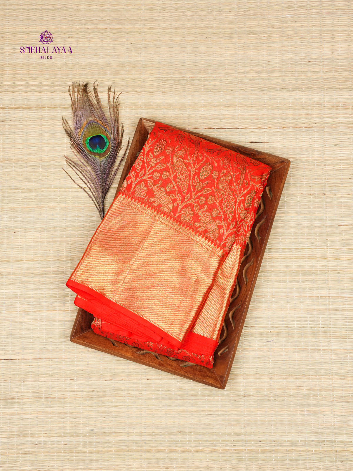 Vermilion Red Kanjivaram Silk Saree