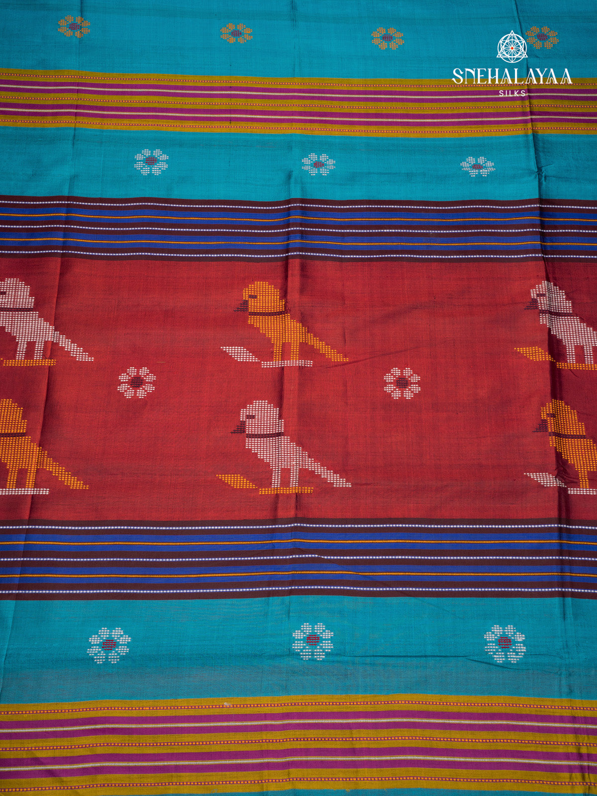 Blue Katan Silk Saree