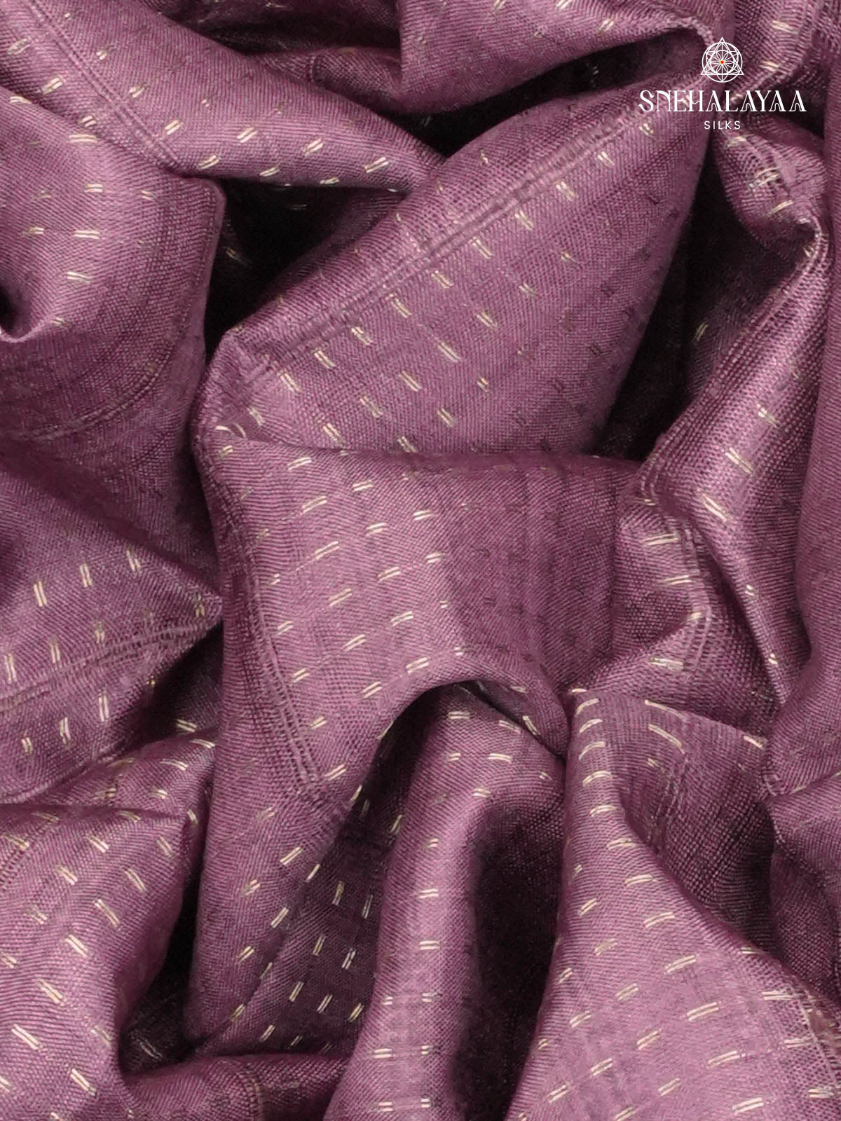 Lavender Printed Tussar Saree