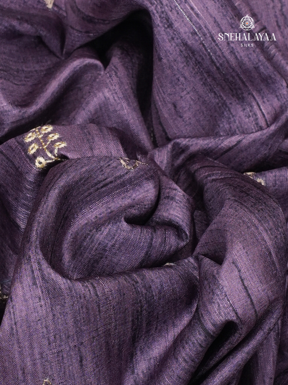 Pastel Purple Tussar Embroidery Saree