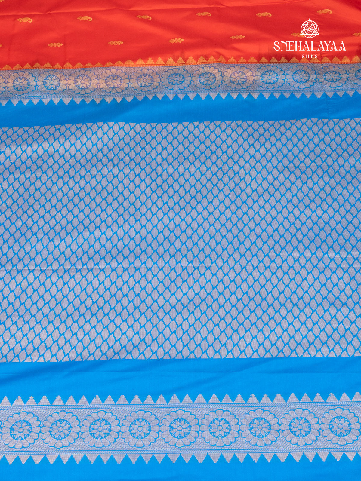 Rust Orange Gadwal Silk Saree