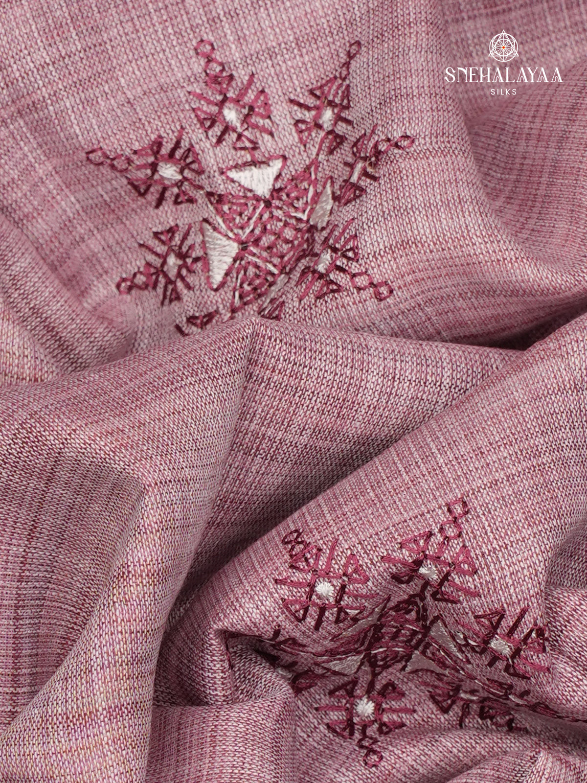 Pastel Rose Linen Tissue Embroidery Saree