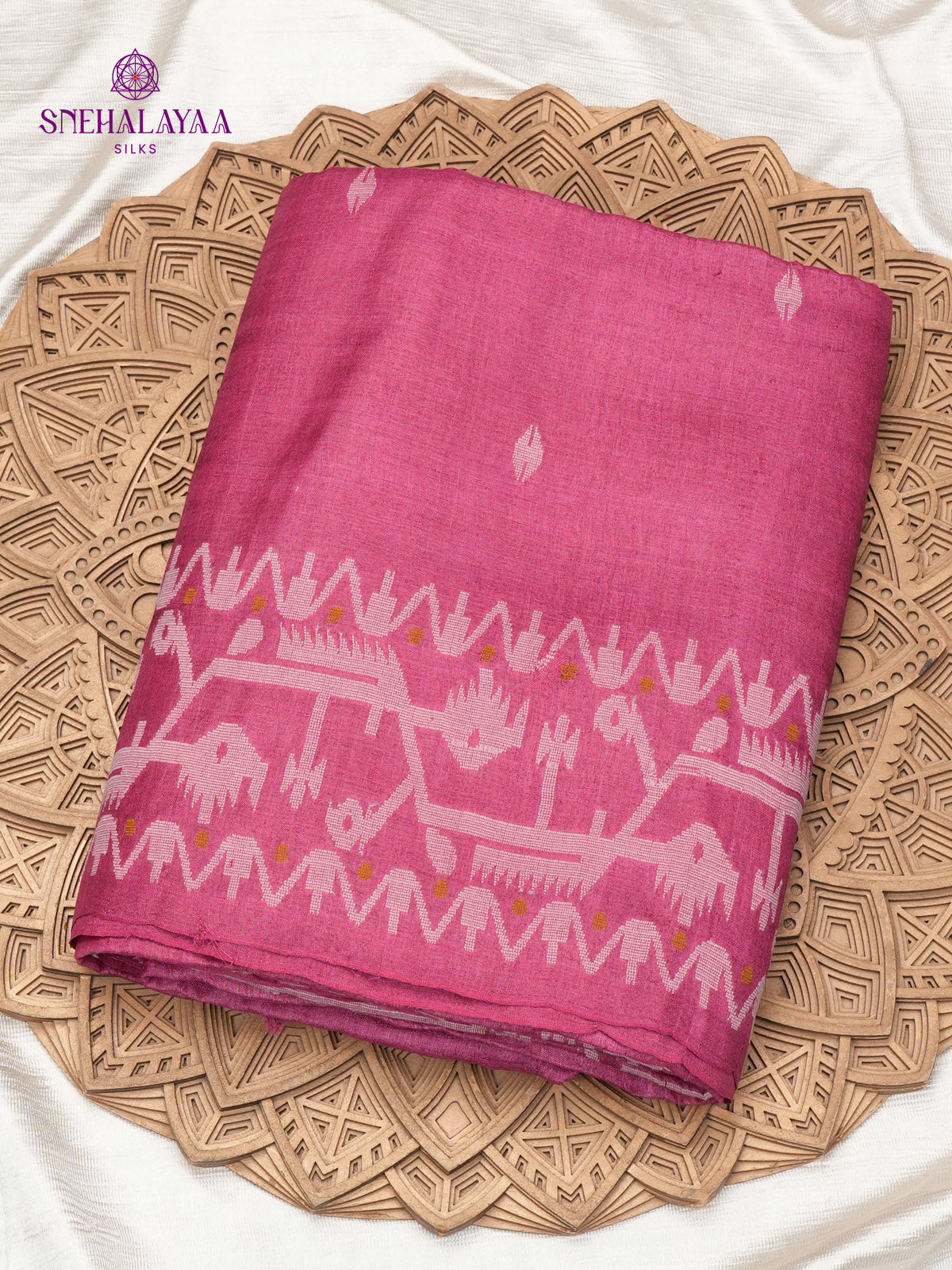 Onion Pink Tussar Silk Saree