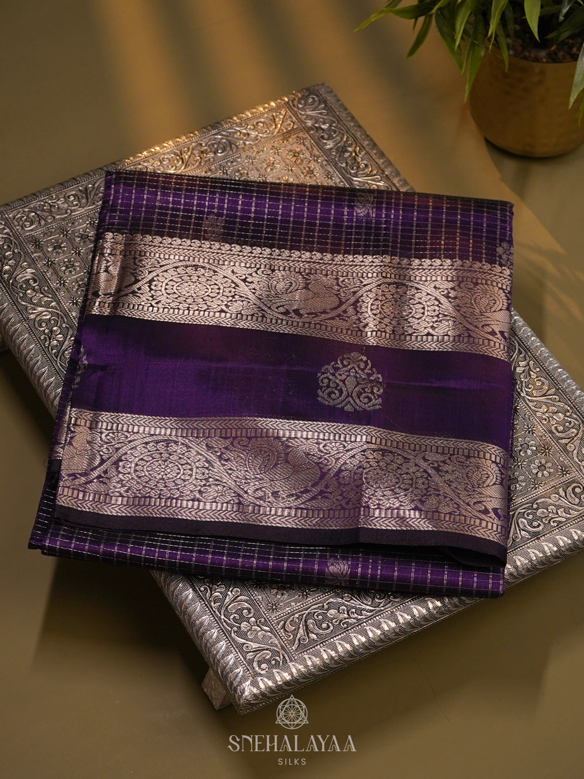 Purple Mangalagiri Kuppadam Silk Saree