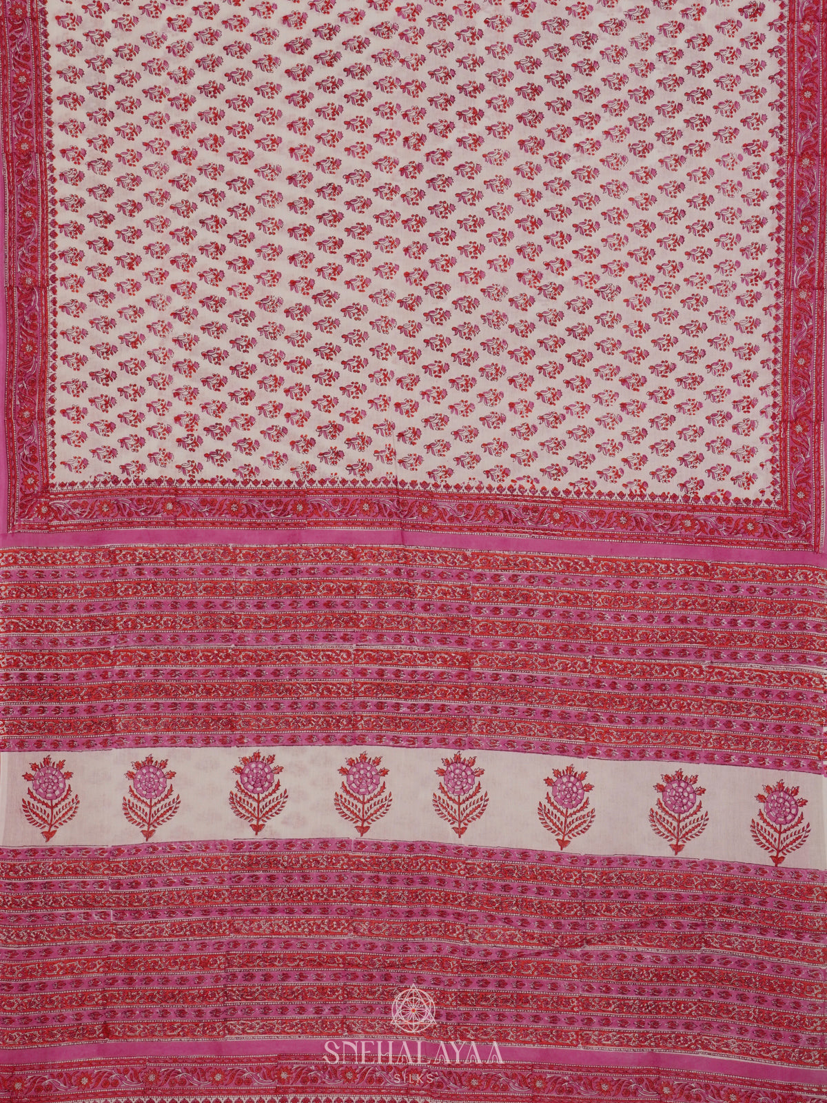 White Jaipur Cotton Saree