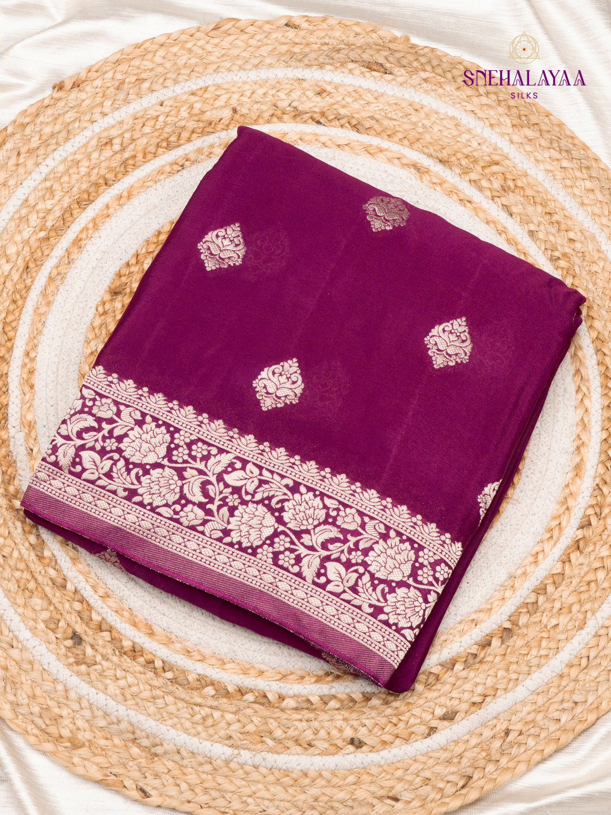 Violet Banaras Crepe Silk Saree