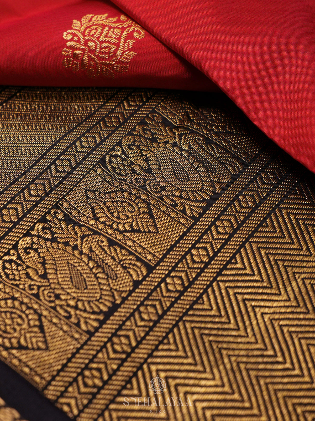 Tomato Red Kanjivaram Silk Saree