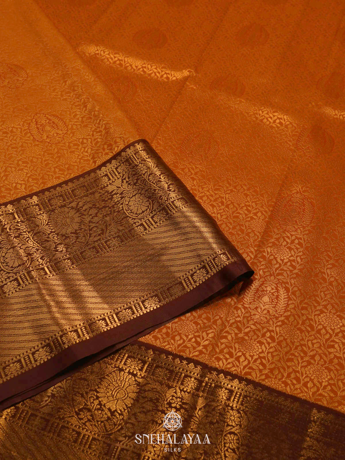 Orange Art Silk Saree