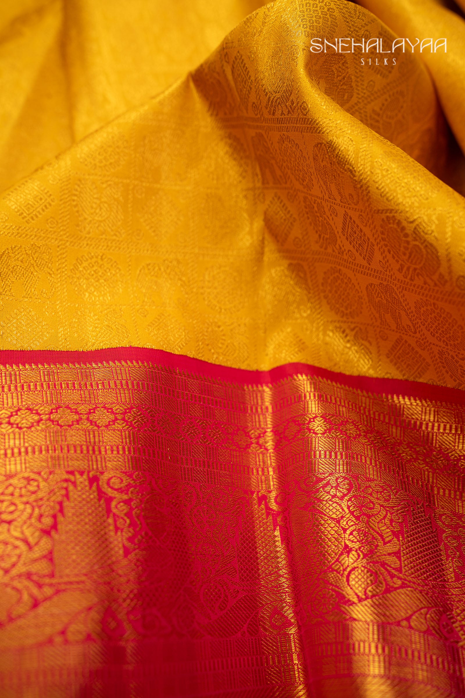 Mustard Yellow Kancheevaram Silk Saree