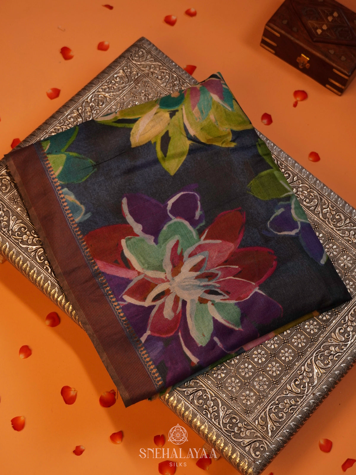 Blue Tussar Saree