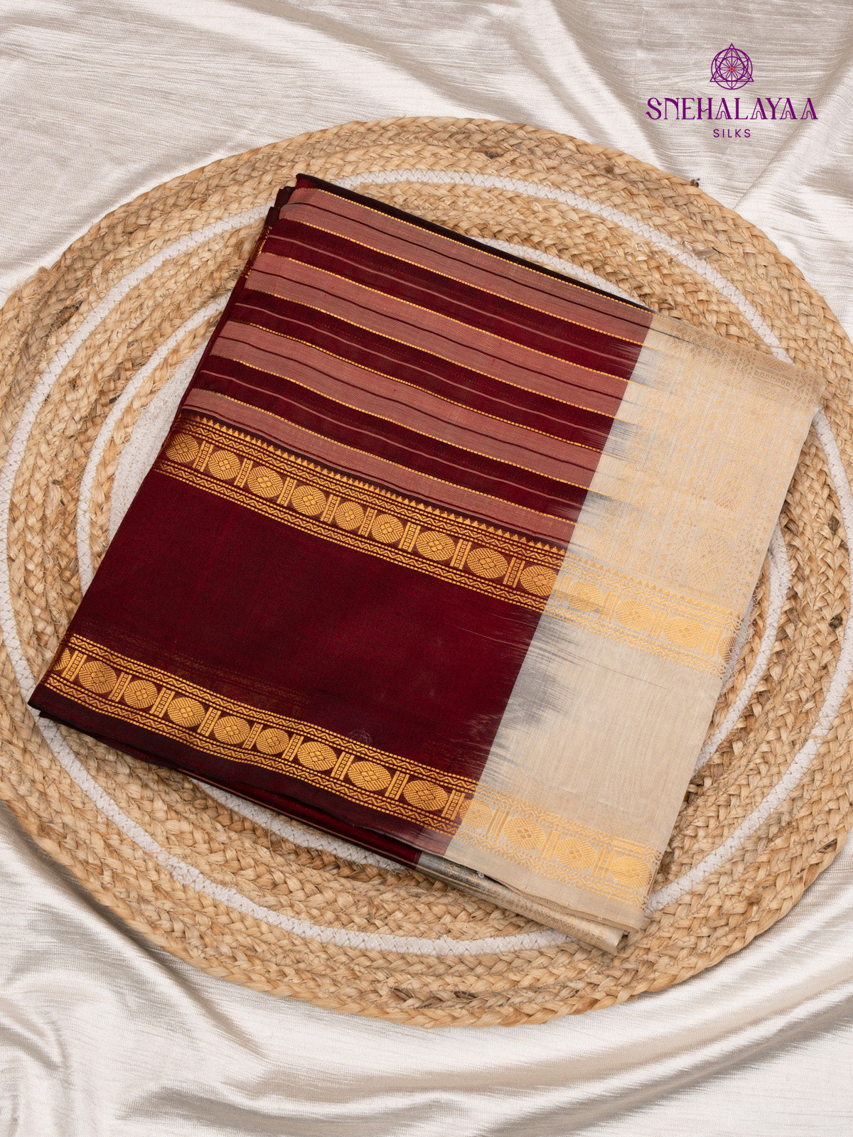 Marron Kanchi Silk Cotton Saree